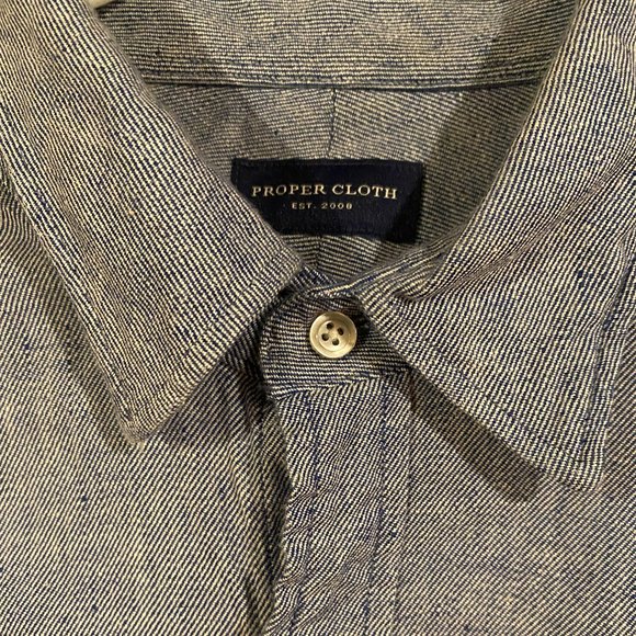 Proper Cloth Blue Cotton and Linen Stretch Slub Twill - Men's M, See description - Picture 4 of 5